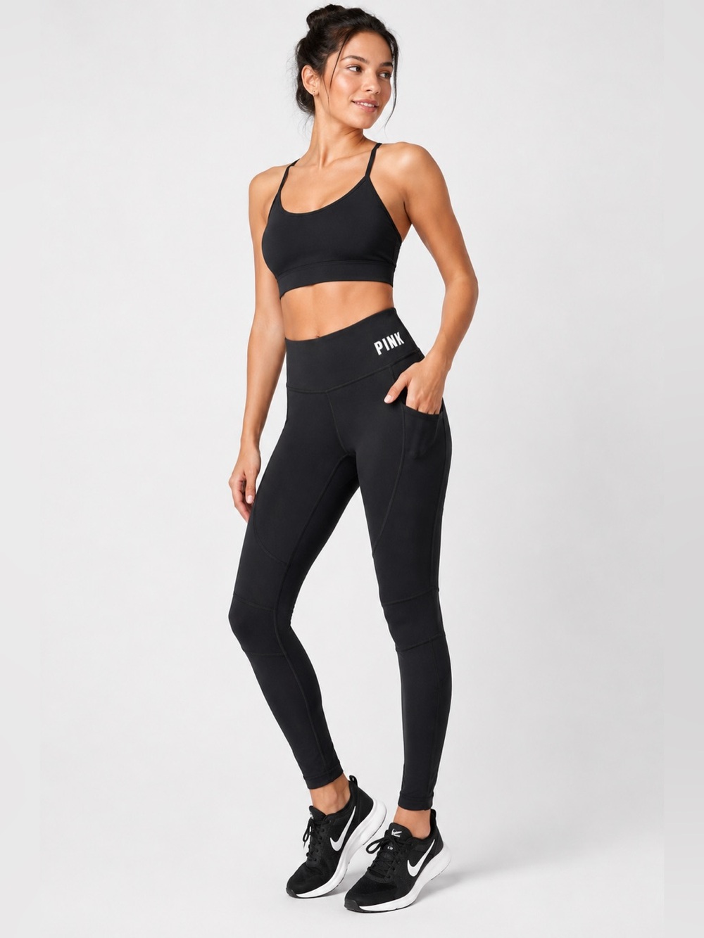 Victoria’s Secret PINK Ultimate High Rise Leggings Small Black Pocket Activewear